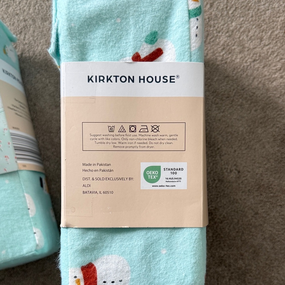Kirkton House Mint Green Snowman Flannel Sheet Set - Picture 3 of 5